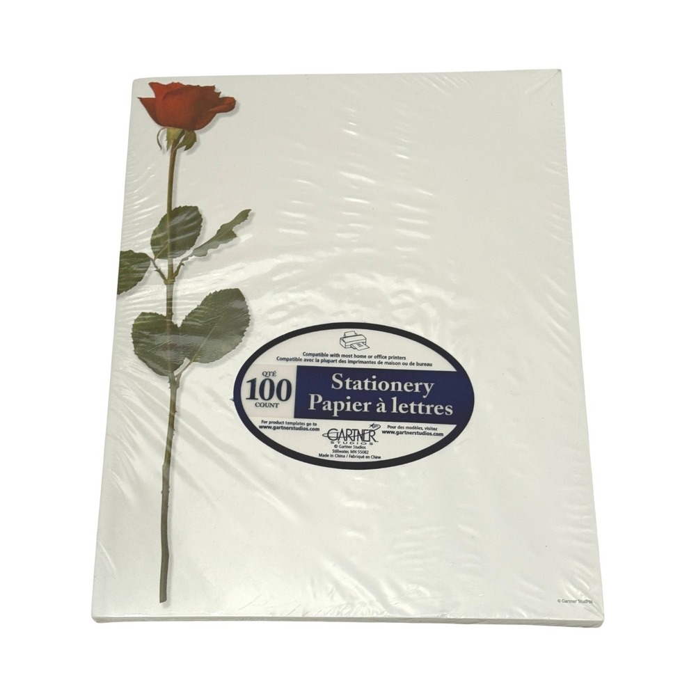 Gartner Studios Stationery Paper White New Long Stem Rose 100ct 634680654620